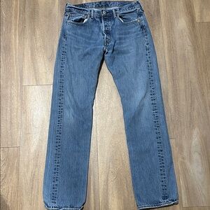 Levi's 501 Jeans Blue Denim Button Fly Straight Leg Mens